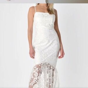 Lulu's White Lace Midi Dress